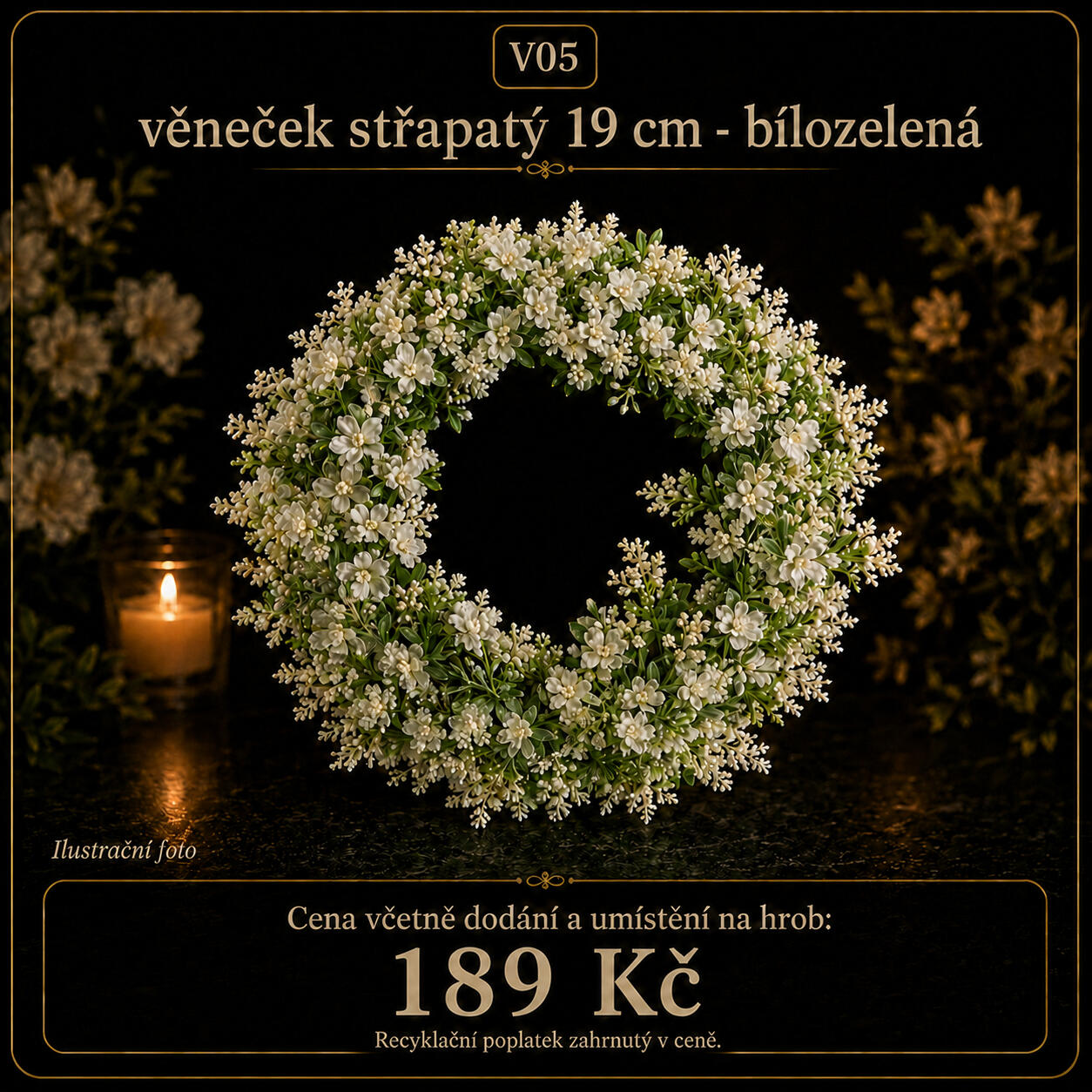 věneček střapatý 19cm -bílozelený věneček střapatý 19cm -bílozelený