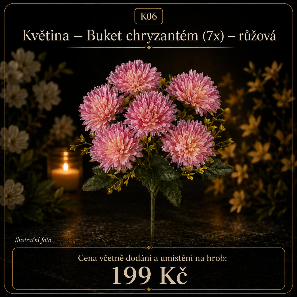 Buket chryzantém (7x) - růžová Umělá kytice